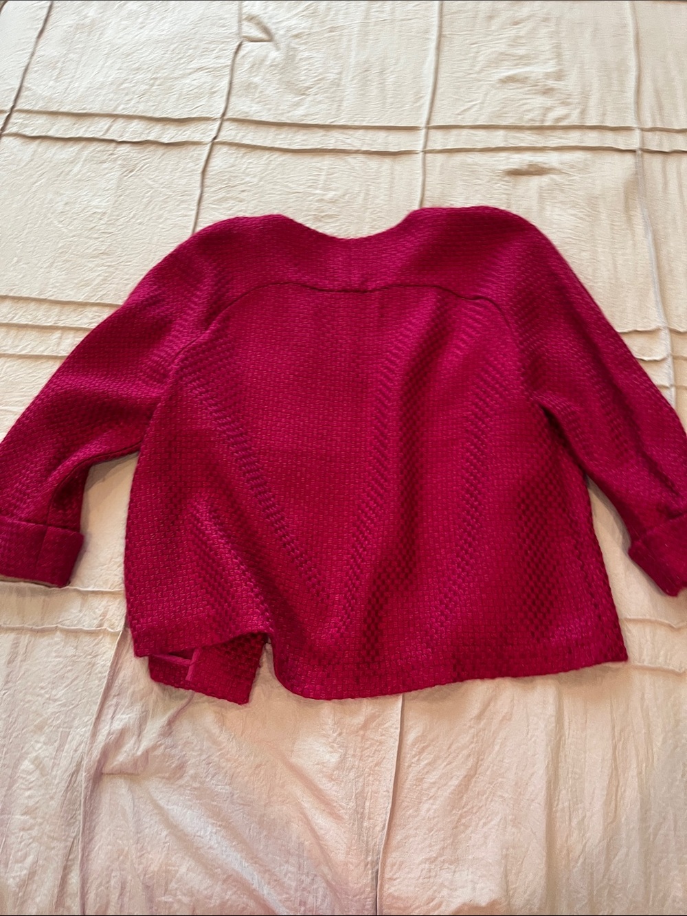 Chico's Open-Front Textured Cardigan - Raspberry Pink - Picture 3 of 3